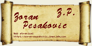 Zoran Pešaković vizit kartica
